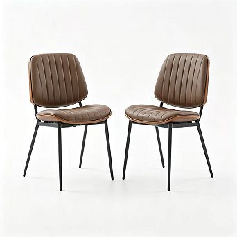 Pnronnc 2 pc Dining Chairs Upholstered Seat Accent Chairs with Metal Legs for Kitchen