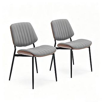 Pnronnc 2 pc Dining Chairs Upholstered Seat Accent Chairs with Metal Legs for Kitchen