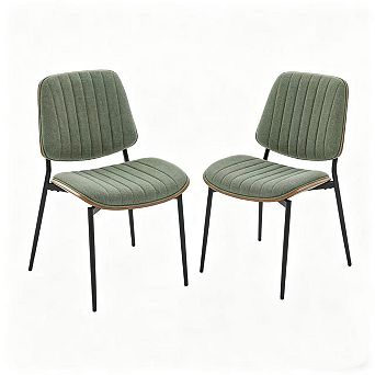 Pnronnc 2 pc Dining Chairs Upholstered Seat Accent Chairs with Metal Legs for Kitchen
