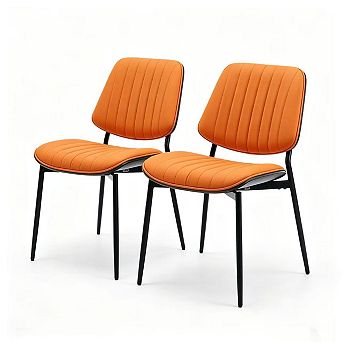 Pnronnc 2 pc Dining Chairs Upholstered Seat Accent Chairs with Metal Legs for Kitchen
