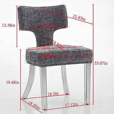 Pnronnc Farmhouse Accent Chair Chenille Upholstered Chairs with Curved Backrest & Copper Nails, 2pcs