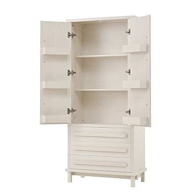 Trikiousd 70" Kitchen Pantry Storage Cabinet with 6 Door Shelves and 3 Drawers
