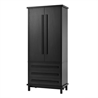 Trikiousd 70" Kitchen Pantry Storage Cabinet with 6 Door Shelves and 3 Drawers