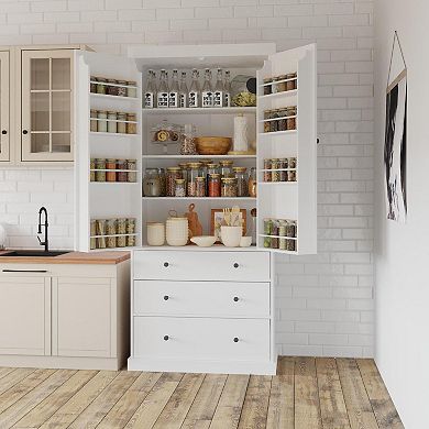 Trikiousd Freestanding Pantry Cabinet Buffet Storage Cabinet Sideboard with Door Shelves & Drawers