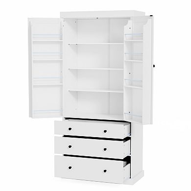 Trikiousd Freestanding Pantry Cabinet Buffet Storage Cabinet Sideboard with Door Shelves & Drawers