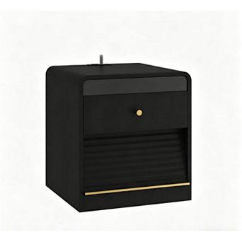 Trikiousd Nightstand with Charging Station, Bedroom Bedside Table with Night Light & Led Light Strip