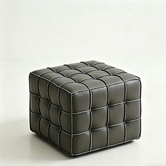 Trikiousd Genuine Leather Ottoman Square Footrest Shoe Stool Coffee Table for Living Room Bedroom