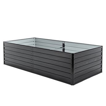 Trikiousd Outdoor Metal Raised Garden Bed Galvanized Rectangle Planter Open Base Flower Box
