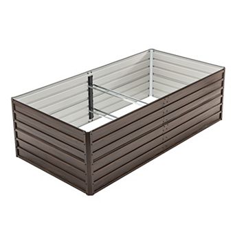 Trikiousd Outdoor Metal Raised Garden Bed Galvanized Rectangle Planter Open Base Flower Box