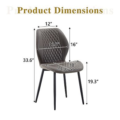 Trikiousd Set of 4 Diamond Quilted PU Dining Chairs with Metal Legs Upholstered Chair