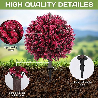 2 Pcs Artificial Eucalyptus and Boxwood Topiary Decor