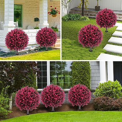 2 Pcs Artificial Eucalyptus and Boxwood Topiary Decor