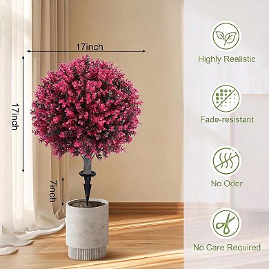 2 Pcs Artificial Eucalyptus and Boxwood Topiary Decor