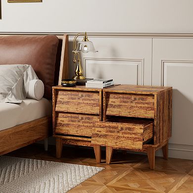 Trikiousd Set of 2 Nightstands Bevel Design Bedside Table