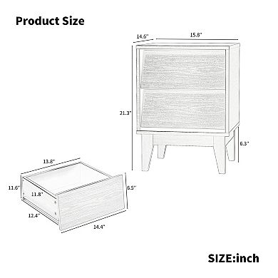 Trikiousd Set of 2 Nightstands Bevel Design Bedside Table