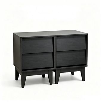 Trikiousd Set of 2 Nightstands Bevel Design Bedside Table