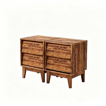 Trikiousd Set of 2 Nightstands Bevel Design Bedside Table
