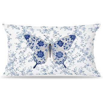 Chinoiserie Butterfly Lumbar Throw Pillow Covers Soft Decorative Cushion Covers