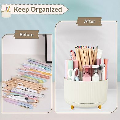 Rotating 5-Slot Plastic Pen Holder
