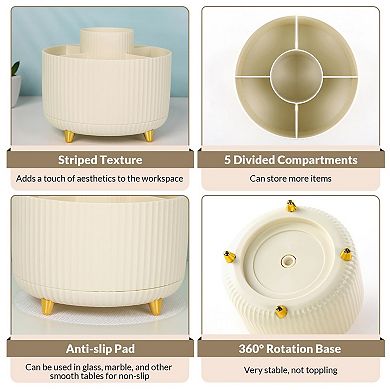 Rotating 5-Slot Plastic Pen Holder