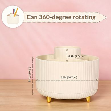 Rotating 5-Slot Plastic Pen Holder