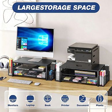 Dual Monitor Stand with Drawer