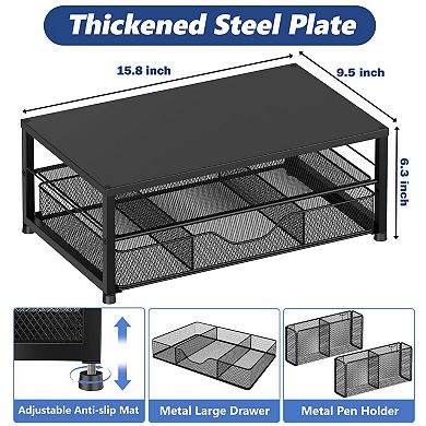 Dual Monitor Stand with Drawer