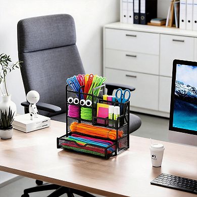 Mesh Pen Holder with Drawer