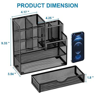Mesh Pen Holder with Drawer