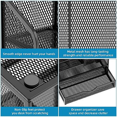 Mesh Pen Holder with Drawer