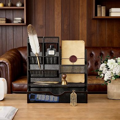 Mesh Pen Holder with Drawer