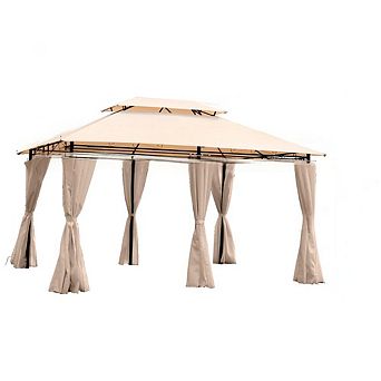 Outdoor Gazebo Canopy Tent with Ventilated Double Roof & Mosquito Net For Patio, Garden & Backyard