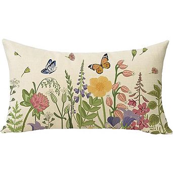 Wildflower Floral Lumbar Throw Pillow Cover Soft Decorative Cushion Case