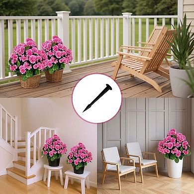 2 Pack Artificial Begonia Topiary Tree-23in Lifelike Fake Bushes Tree Fake Shrubs Plant