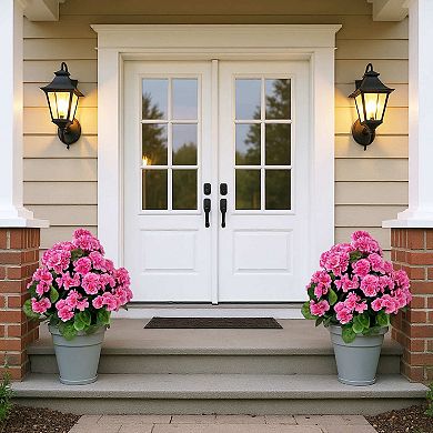 2 Pack Artificial Begonia Topiary Tree-23in Lifelike Fake Bushes Tree Fake Shrubs Plant