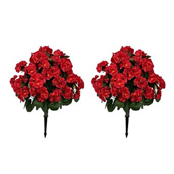 2 Pack Artificial Begonia Topiary Tree-23 in Lifelike Fake Bushes Tree Fake Shrubs Plant