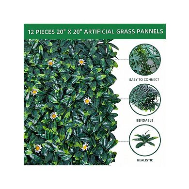 10Pcs Artificial Wall Panels 20 in Grass Wall Panels w/20 Zip Tiles Greenery Backdrop Privacy