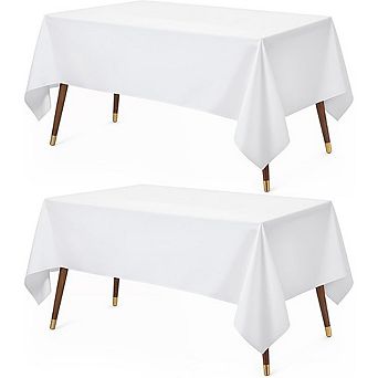 White Polyester Tablecloth 2-Pack Washable Rectangular Cover