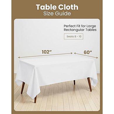 White Polyester Tablecloth 2-Pack Washable Rectangular Cover