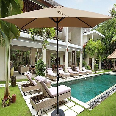 6x9ft Outdoor Waterproof Patio Umbrella with Crank & Tilt for Pool, Garden, Backyard