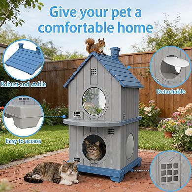 Multi Level Cat Tower Furniture Spacious Cat Condo Cozy Hideaway for Indoor Cats