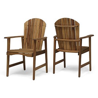 Set of 2 Acacia Wood Adirondack Dining Chairs with Weather Resistant Finish