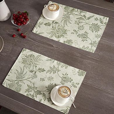 Linen Floral Placemats Set, Washable Rustic Table Mats