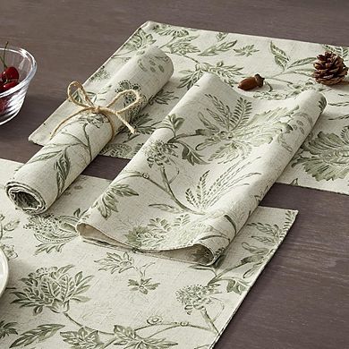 Linen Floral Placemats Set, Washable Rustic Table Mats