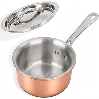 Mini Copper Saucepan with Lid, Multipurpose Kitchen Pot