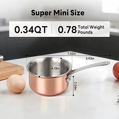Mini Copper Saucepan with Lid, Multipurpose Kitchen Pot