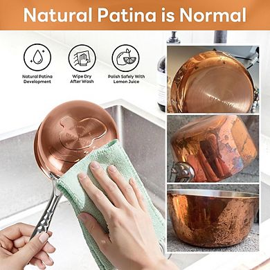 Mini Copper Saucepan with Lid, Multipurpose Kitchen Pot