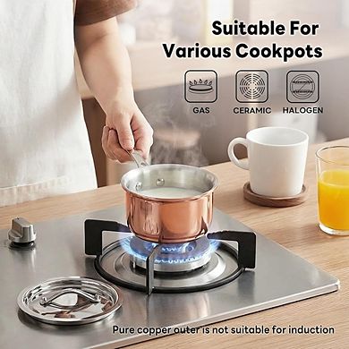 Mini Copper Saucepan with Lid, Multipurpose Kitchen Pot