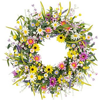 Spring Wildflower Daisy Lavender Wreath