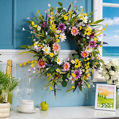 Spring Wildflower Daisy Lavender Wreath